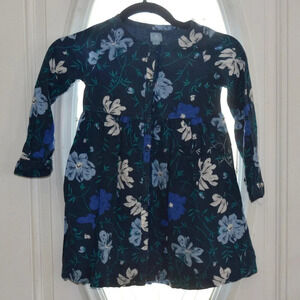 Baby Gap Button Up Navy Blue Floral Dress Girls Size 5 Years